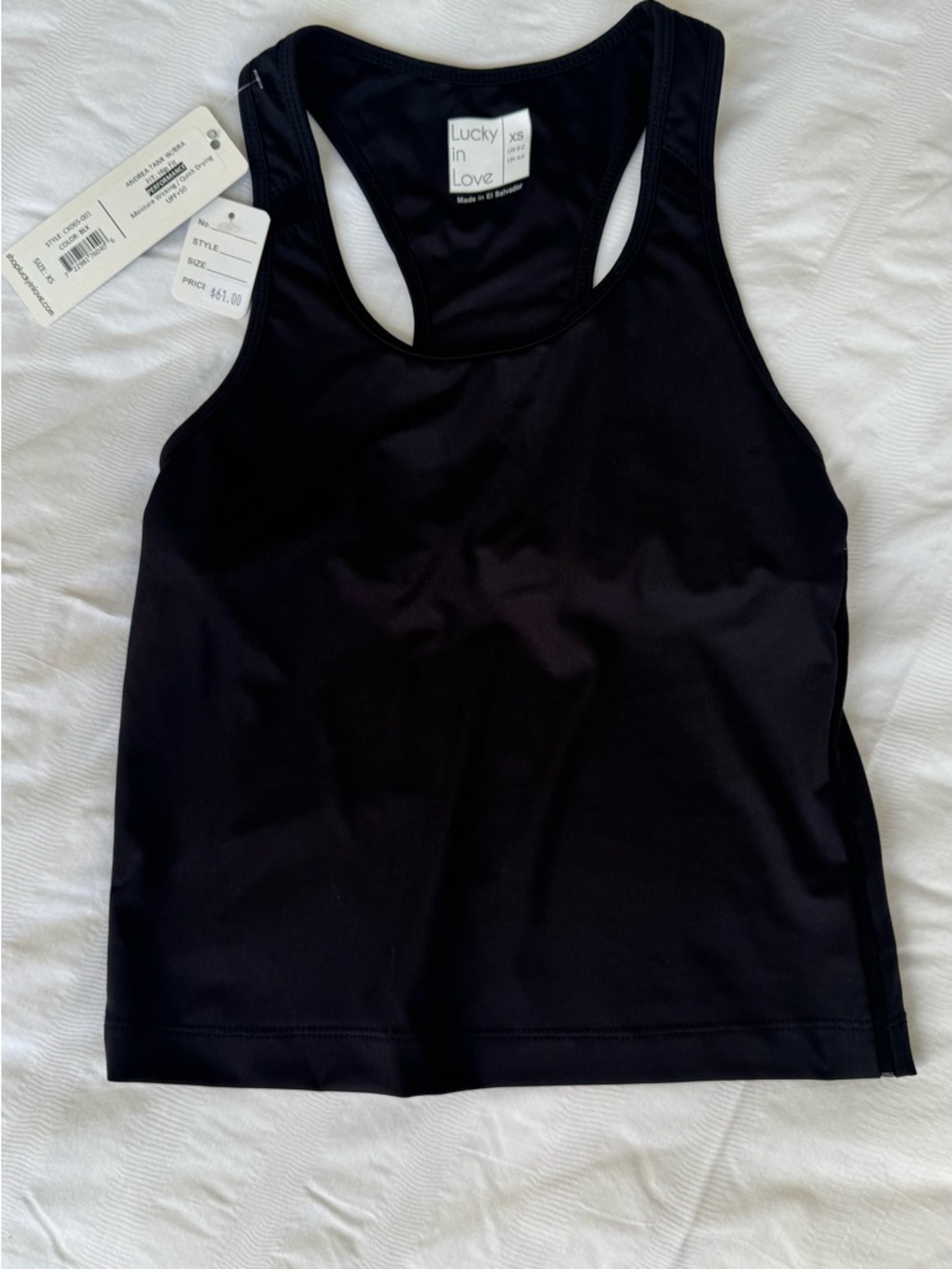 Lucky in Love Women's Black Tennis Tank Top (With Bra) (XS)
